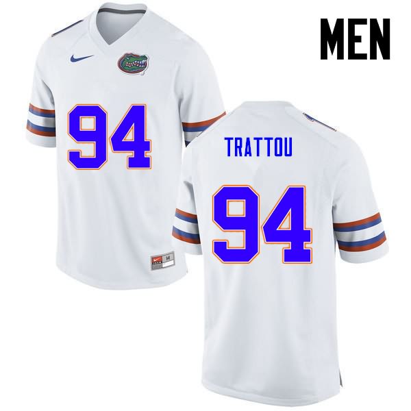 NCAA Florida Gators Justin Trattou Men's #94 Nike White Stitched Authentic College Football Jersey XOZ3664ZJ